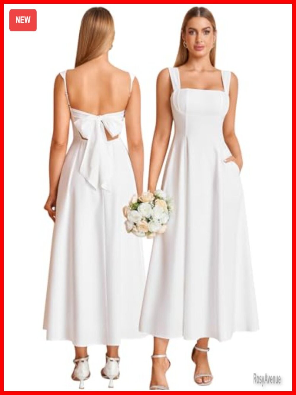 KUTUMAI Women's Floral Corset Midi Dress Square Neck A-Line Sundress